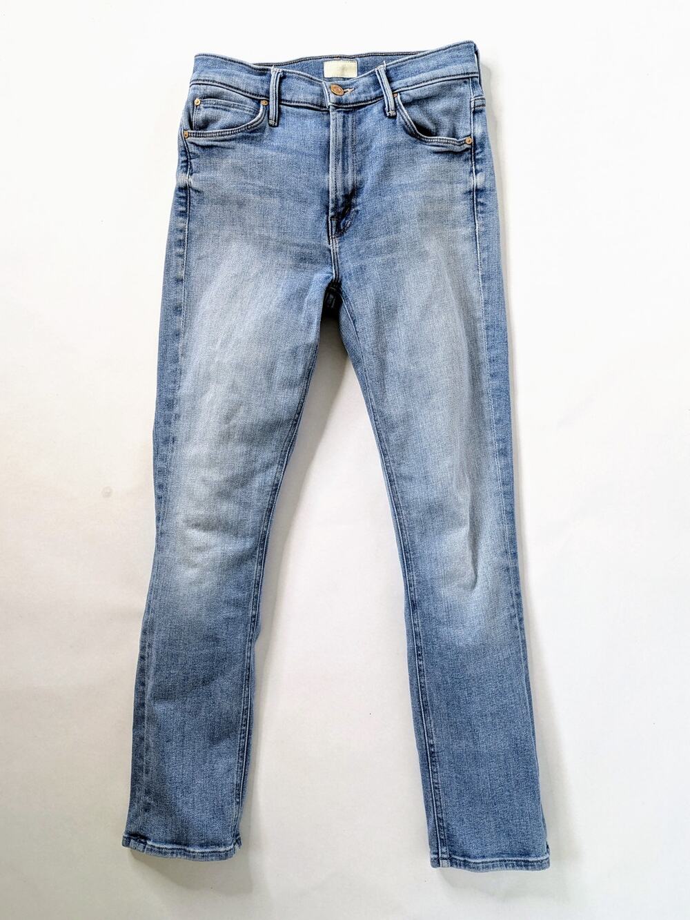 MOTHER Dazzler Ankle Jeans 27 Blue Camp Expert Light Wash Mid Rise Slim Straight
